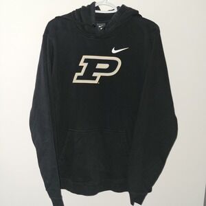 Nike Purdue Boilermakers Hoodie Men's Size Large Black Hooded Pockets Big Logo